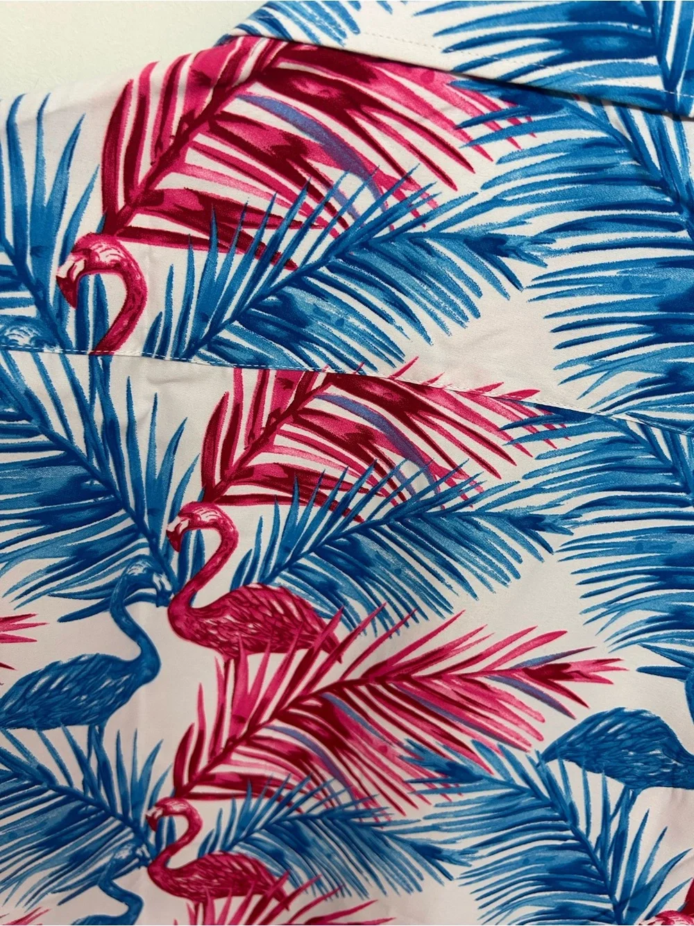 BC COLLECTION Men’s Short-Sleeve Tropical Button-Down Shirt - Blue & Pink